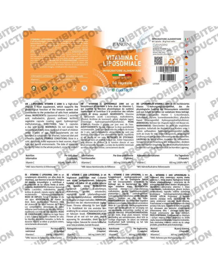 Vitamin C 800mg Liposomal Supplement - 60 Capsules