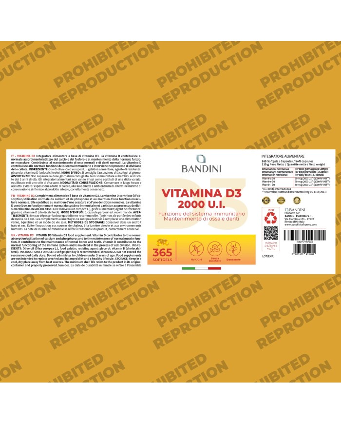 Vitamina D3 365 softgels in Olio d'Oliva - Rinforza i tuoi muscoli