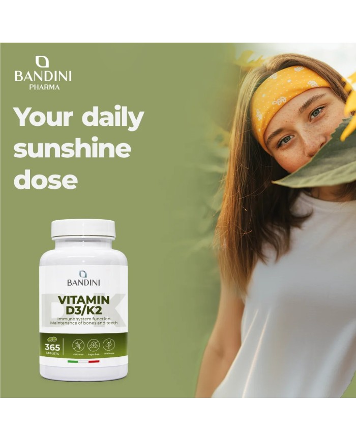 Vitamina D3 K2 365 compresse (1 anno) per ossa e denti sani