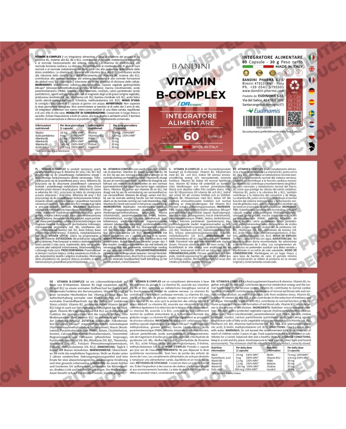 8 essential B Vitamins Complex in capsules for 2 months supply