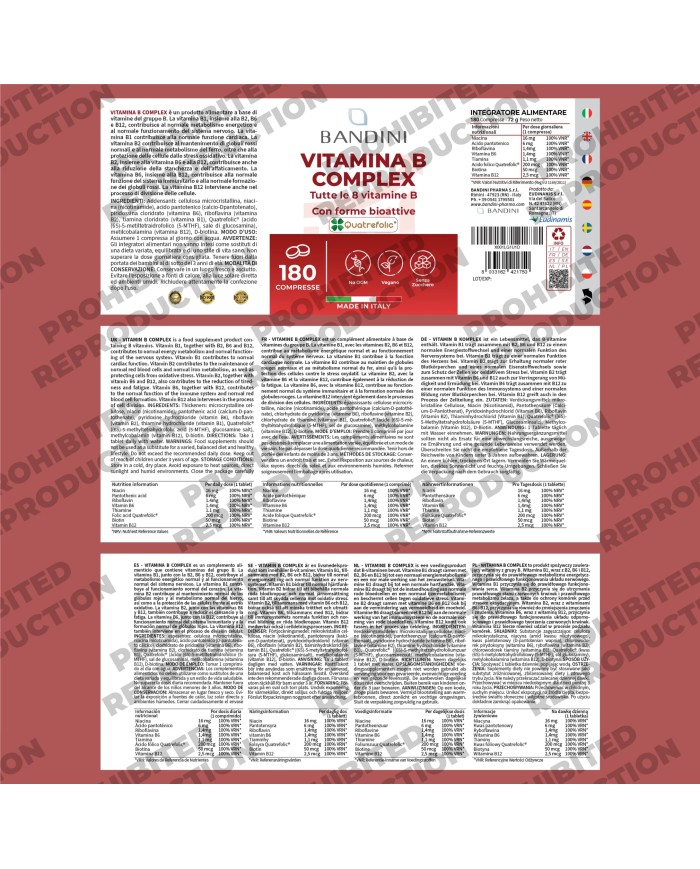 B Complex Vitamins - 180 tablets - 100% vegan supplement