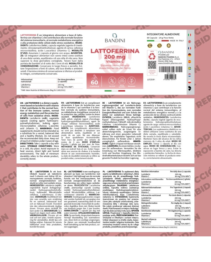 Lactoferrin 60 capsules - Antioxidant for the immune system