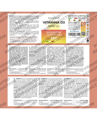 Vitamin D3 2000 I.U. 200 Tablets (6 months) - For Bones & Teeth