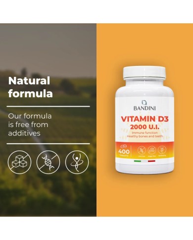 Vitamin D3 2000 I.U. 400 Tablets (1 year) - For Bones & Teeth