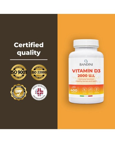 Vitamin D3 2000 I.U. 400 Tablets (1 year) - For Bones & Teeth
