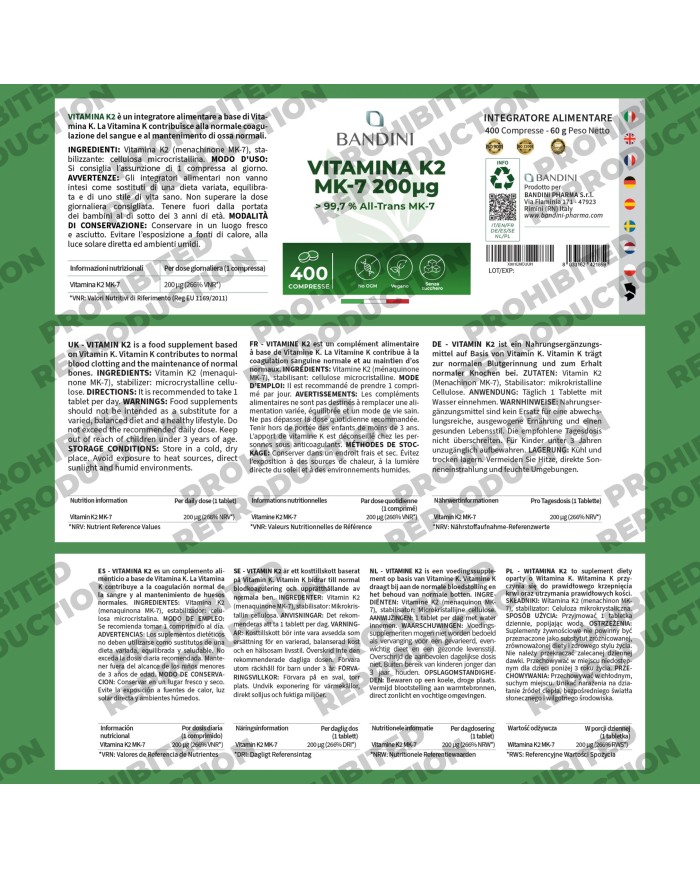 Vitamin K2 MK-7 400 tablets | Vit K2 MK7 | Bones maintenance