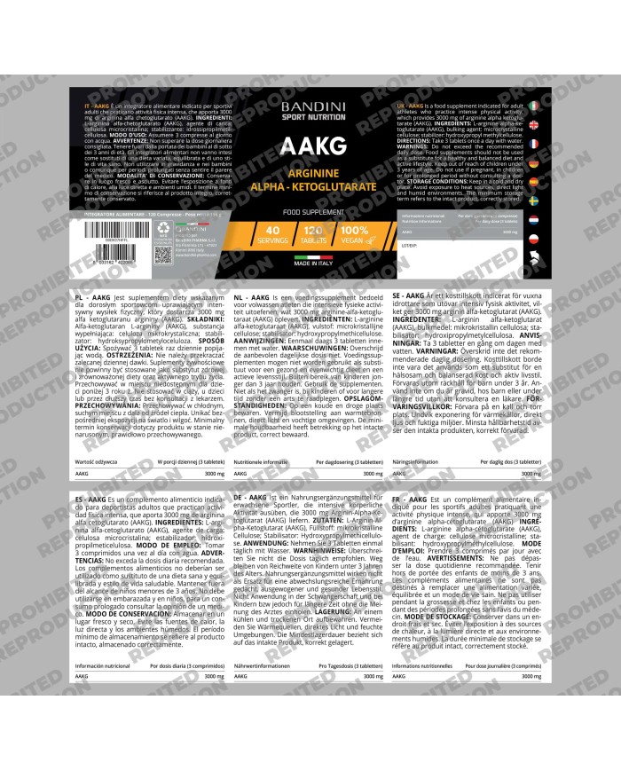 AAKG Arginine -120 Tablets - Powerful pre-workout for athletes