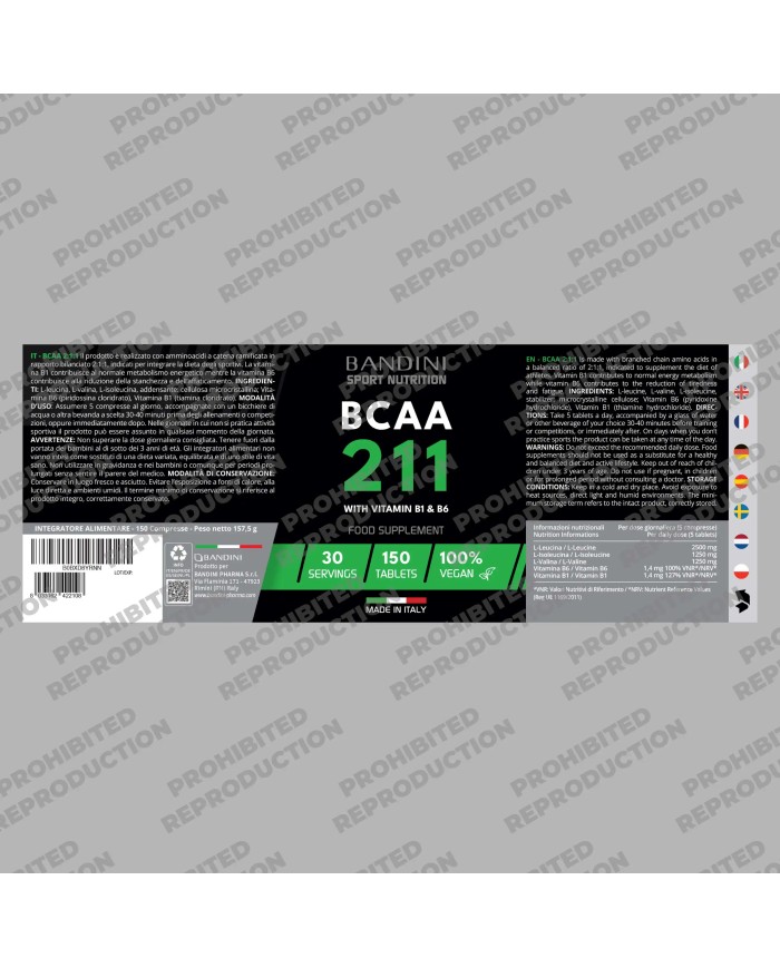 BCAA 2:1:1 150 Tablets - Intra Pre & Post Powerful Workout