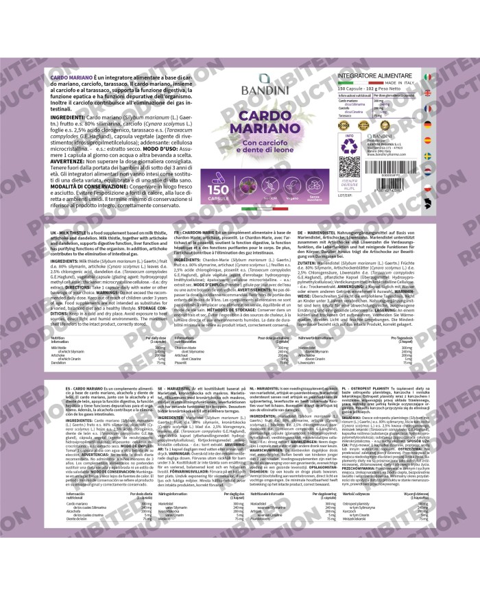 Milk Thistle 150 capsules - Healthy liver - Diuretic and digestive