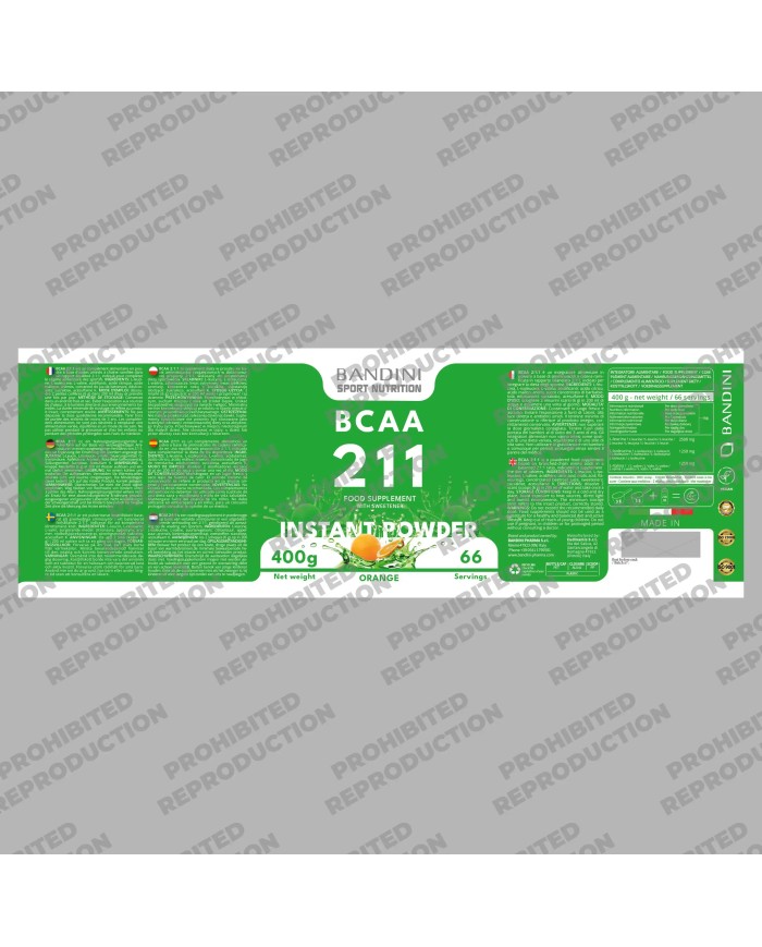 BCAA 2:1:1 pure powder in 400 g orange flavour - Sport nutrition
