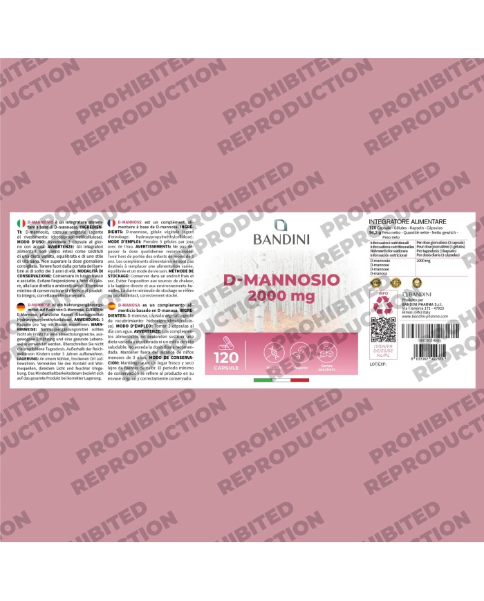 D-Mannose 120 Capsules - Against cystitis and urinary infections