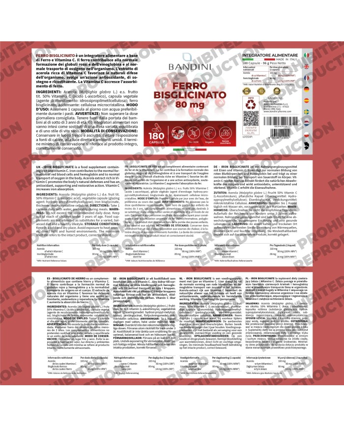 Iron Bisglycinate - 180 Capsules - oxygen transport in the body