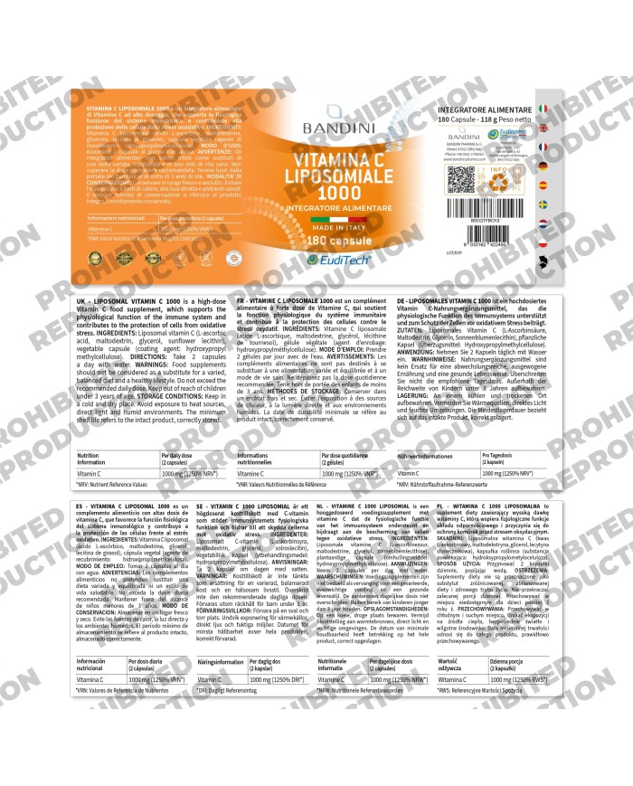 Liposomal Vitamin C capsules | 1000mg 180 Vegan Caps