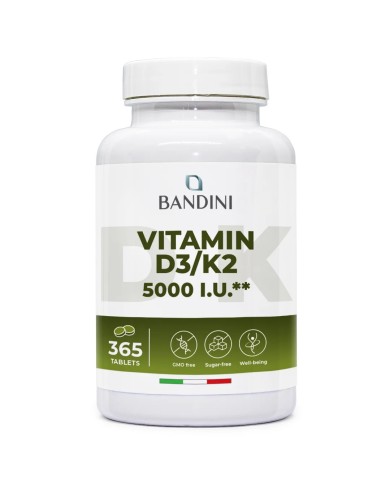 Vitamin D3 K2 5000 IU - 365 tablets for bones and teeth