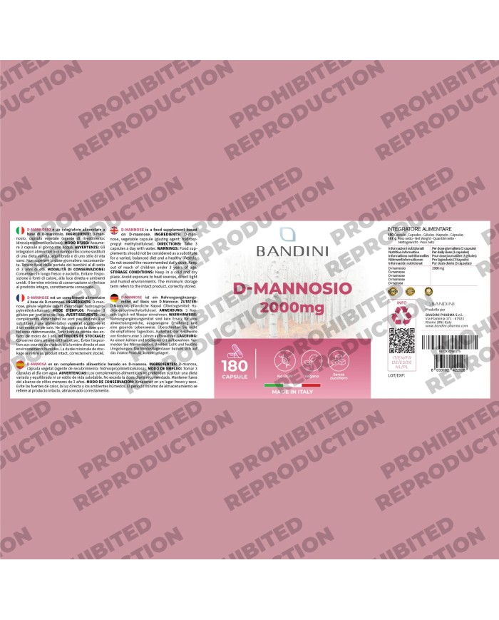 D-mannose 180 capsules - Supplement for cystitis