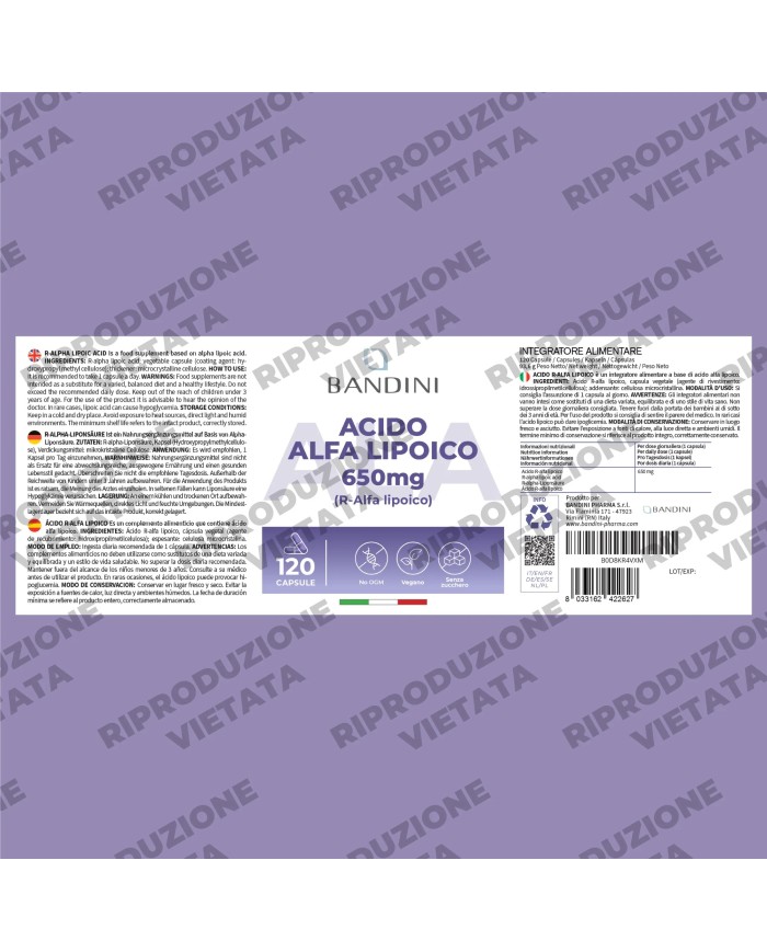 Alpha Lipoic Acid 650 mg 120 capsules | Natural antioxidant