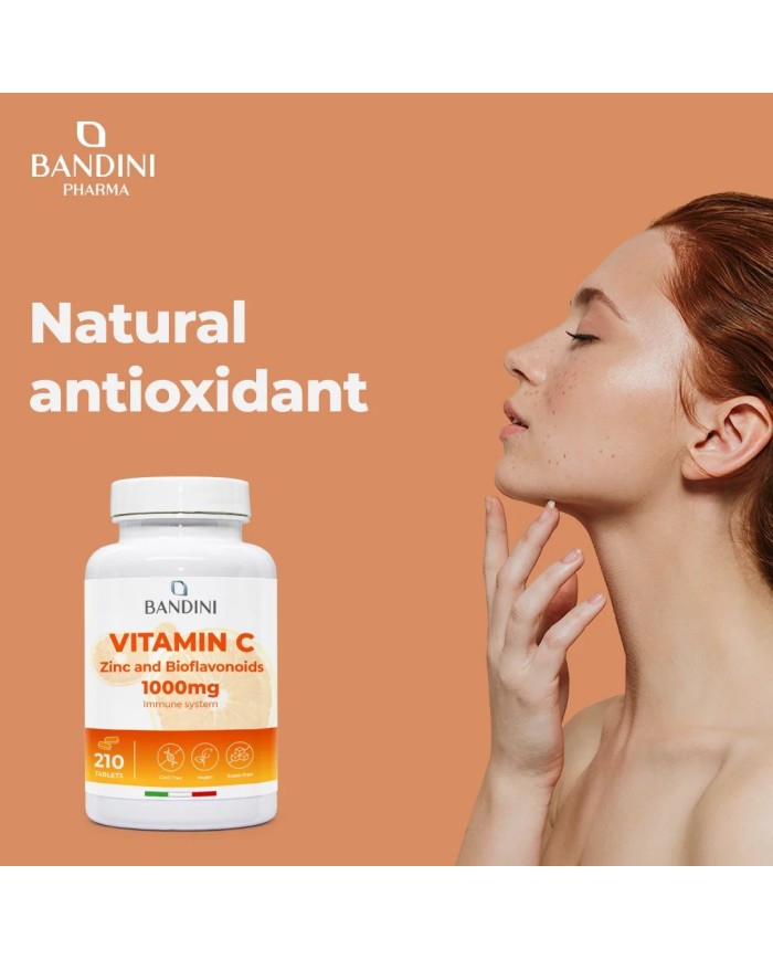 Vitamin C 1000mg 210 tablets food supplement with Zinc