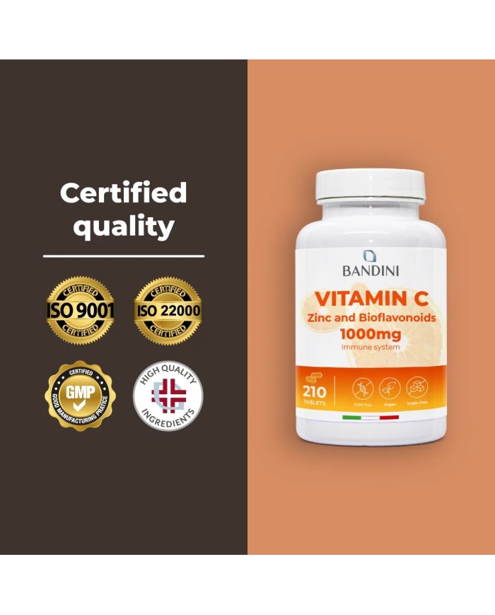 Vitamin C 1000mg 210 tablets food supplement with Zinc