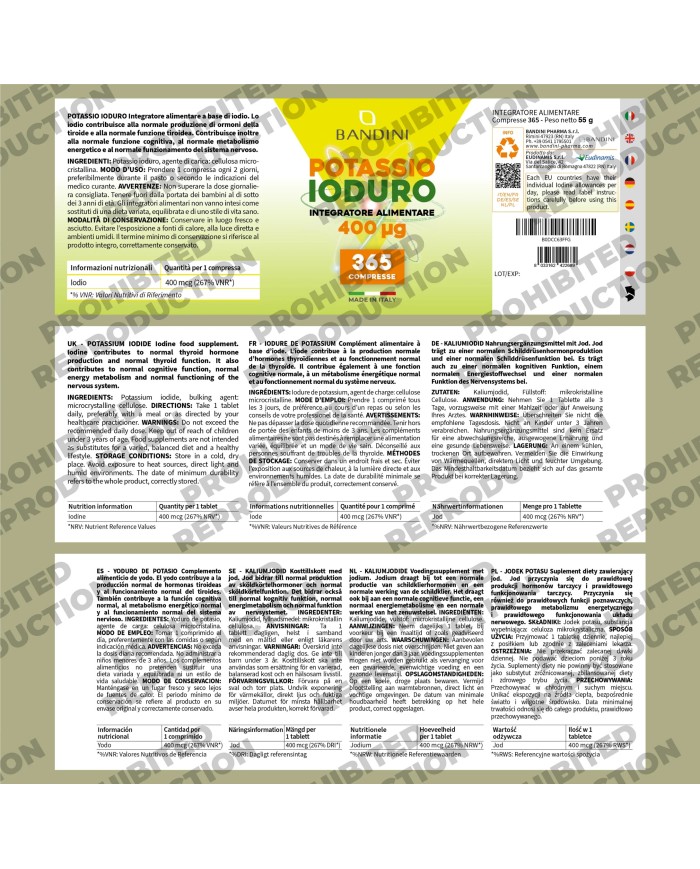 Potassium Iodide 365 tablets | Iodine high dosage for thyroid