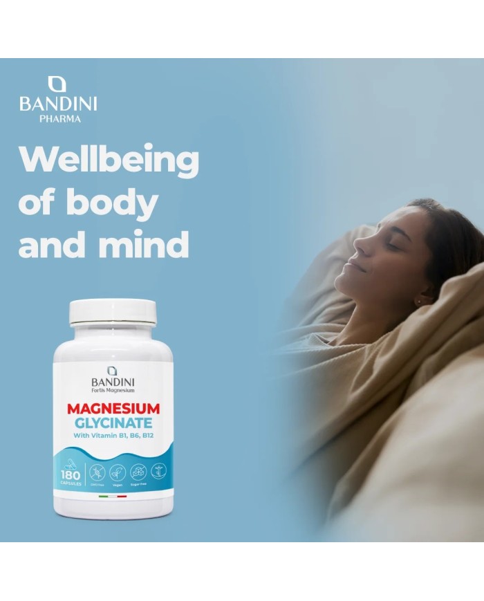 Magnesium Glycinate 180 capsules | With vitamins B1, B6, B12