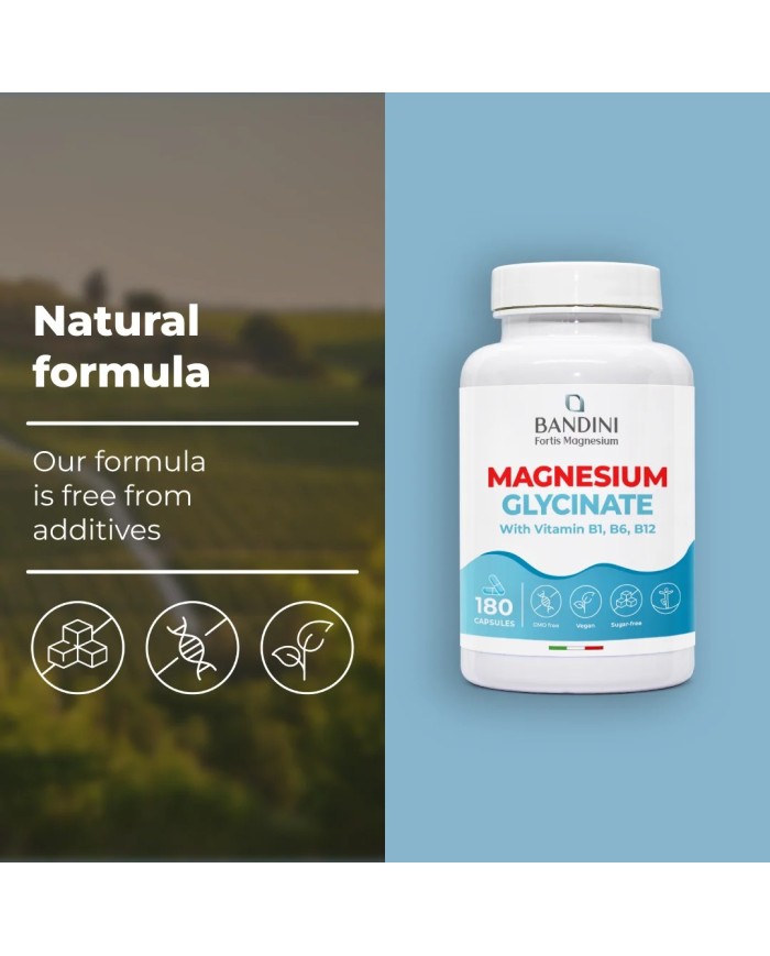 Magnesium Glycinate 180 capsules | With vitamins B1, B6, B12