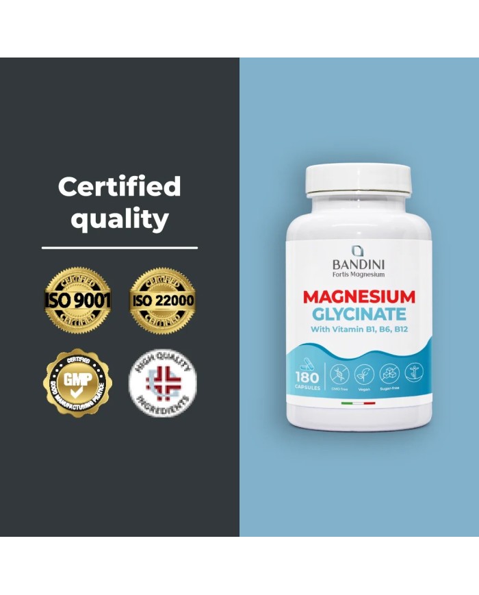 Magnesium Glycinate 180 capsules | With vitamins B1, B6, B12