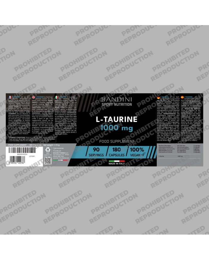 Taurine 1000 mg 180 capsules