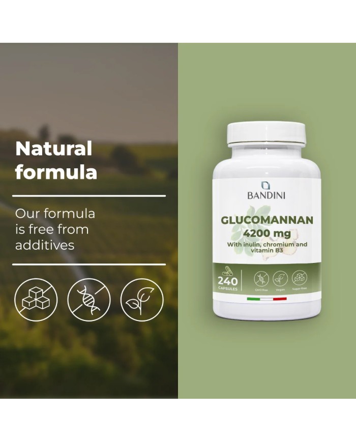 Glucomannan high strength capsules with B3, Chromium, Inulin