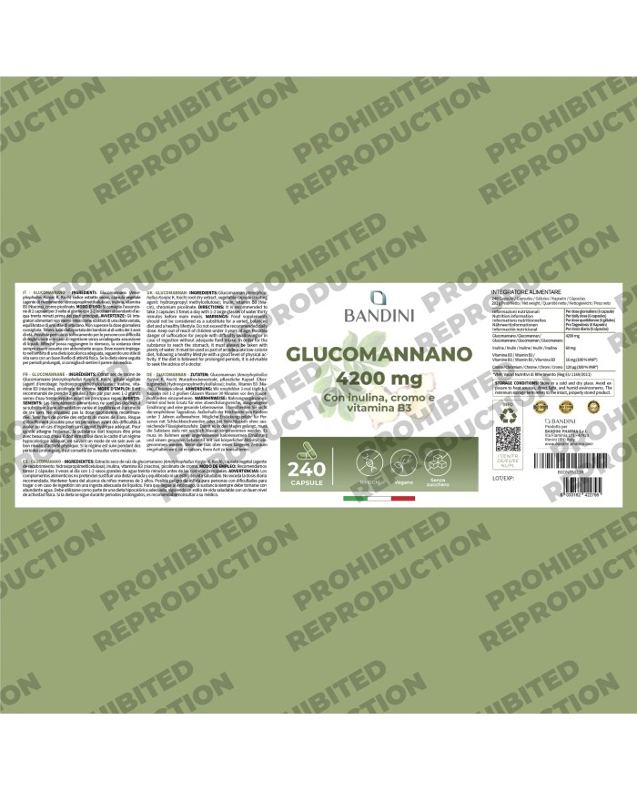 Glucomannan high strength capsules with B3, Chromium, Inulin