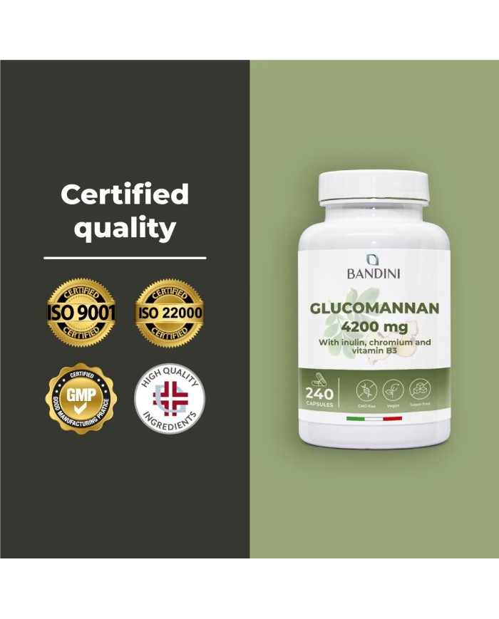 Glucomannan high strength capsules with B3, Chromium, Inulin