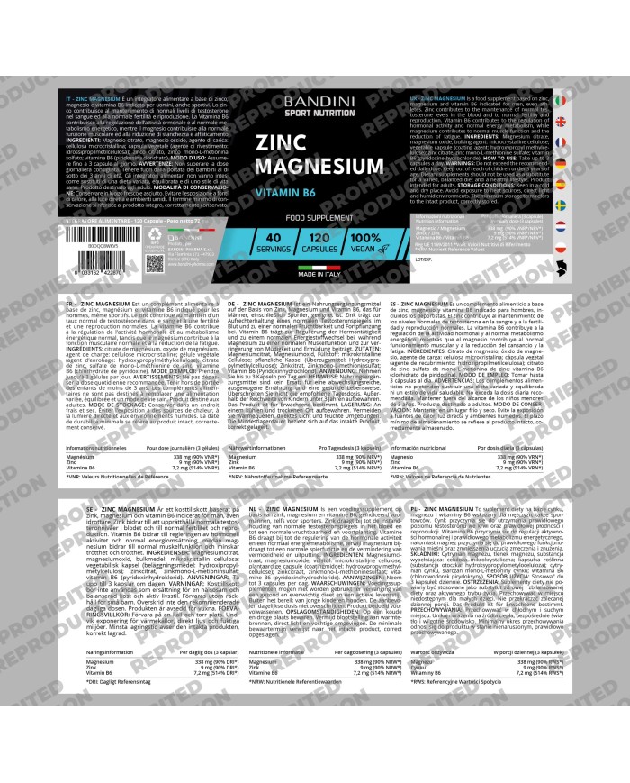 ZMA 120 fatigue-reducing Zinc & Magnesium capsules