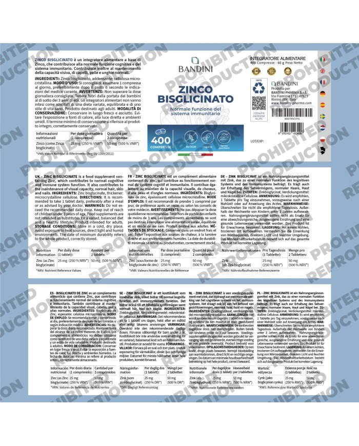 Zinc Bisglycinate 400 tablets | Bone, hair, nail & immune health