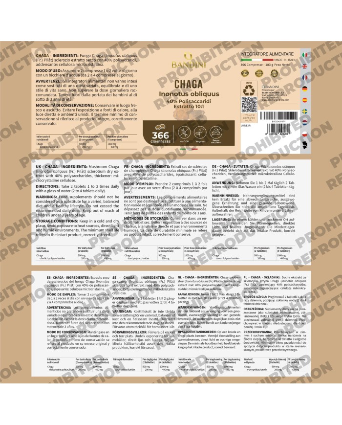 Chaga Mushroom Inonotus Obliquus 366 tablets- Mycotherapy