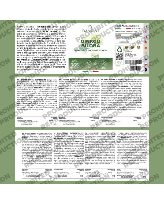 Ginkgo Biloba with Siberian ginseng - 365 tablets