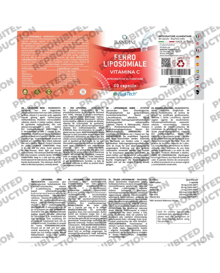 Bandini® - Liposomal Iron 60 Capsules with Vitamins