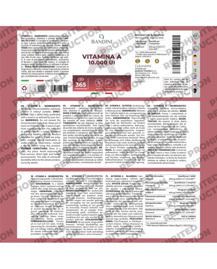 Vitamin A 365 tablets for skin, eyesight, iron metabolism