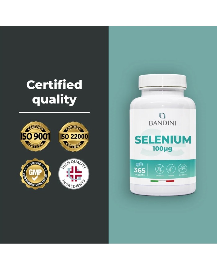 Selenium 100μg supplement 365 tablets for one year supply