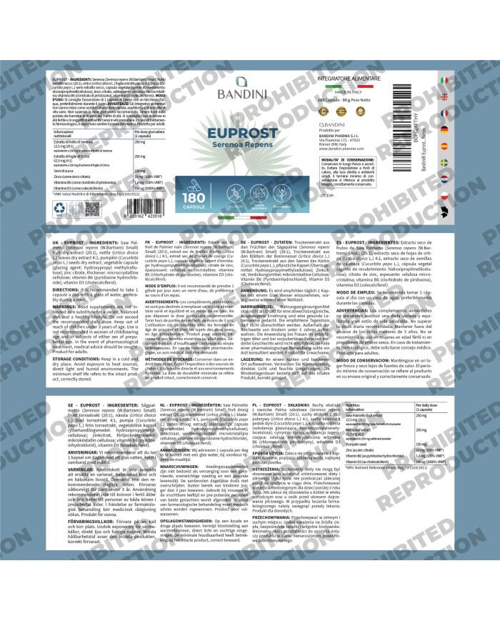 Euprost Saw palmetto 180 capsules for prostate health