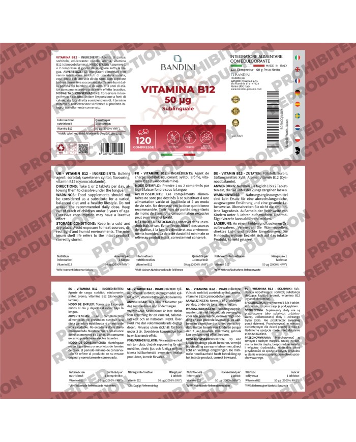 Vitamin B12 sublingual 120 tablets