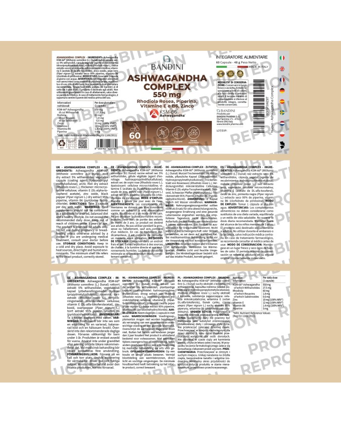 Ashwagandha Complex KSM-66 capsules with Rhodiola, Zinc, B6