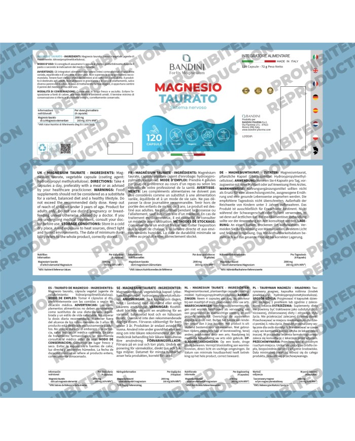 Magnesium taurate 120 capsules for the nervous system
